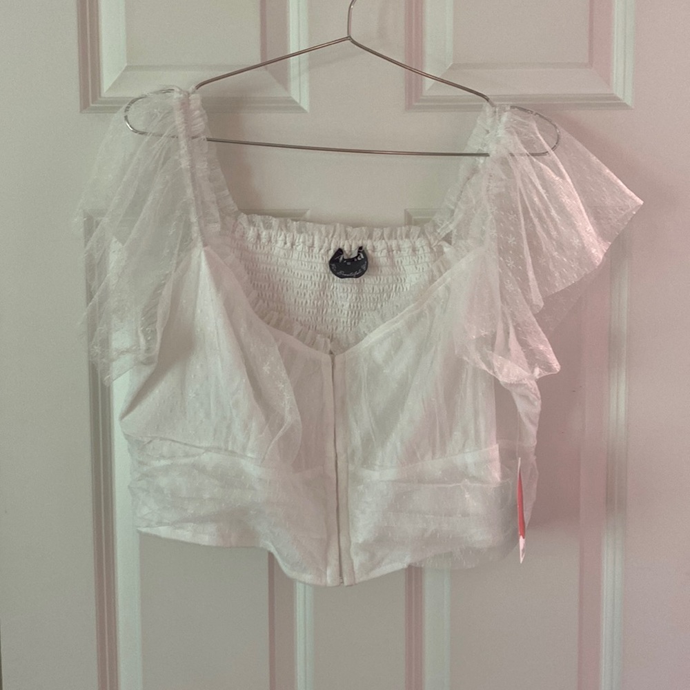White Arula Lace Crop Top